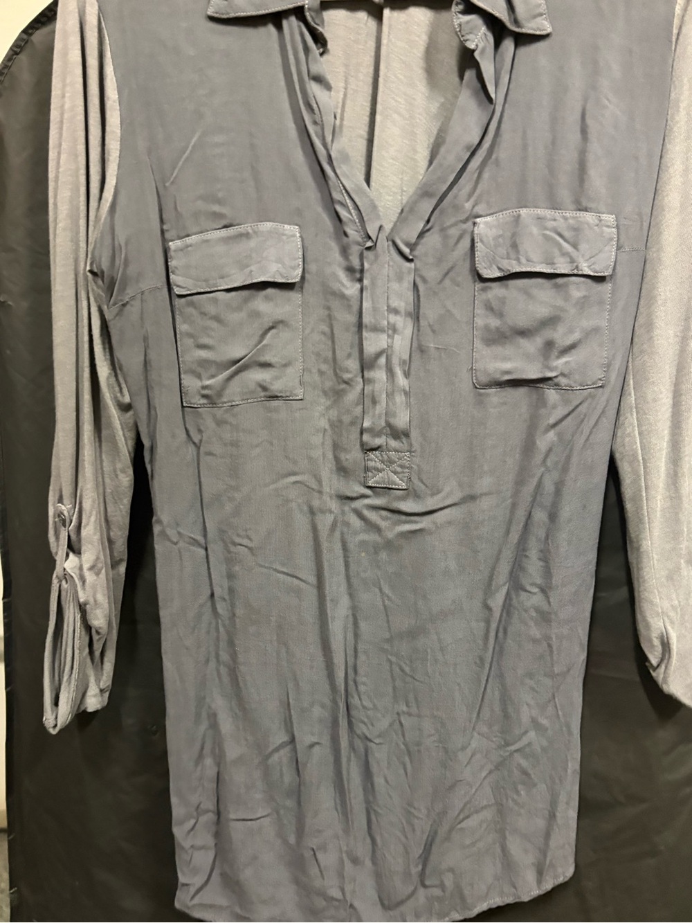 Splendid Long Sleeve Casual Shirt Tunic - Slate Gray